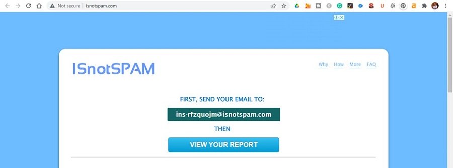 IsNot Spam is a free email spam checker