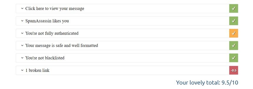 Important actionable items on your mail tester report