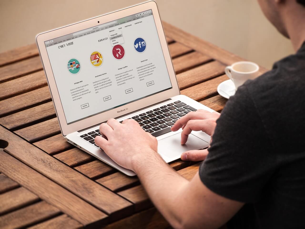 Man searching for something of interest on his computer browser